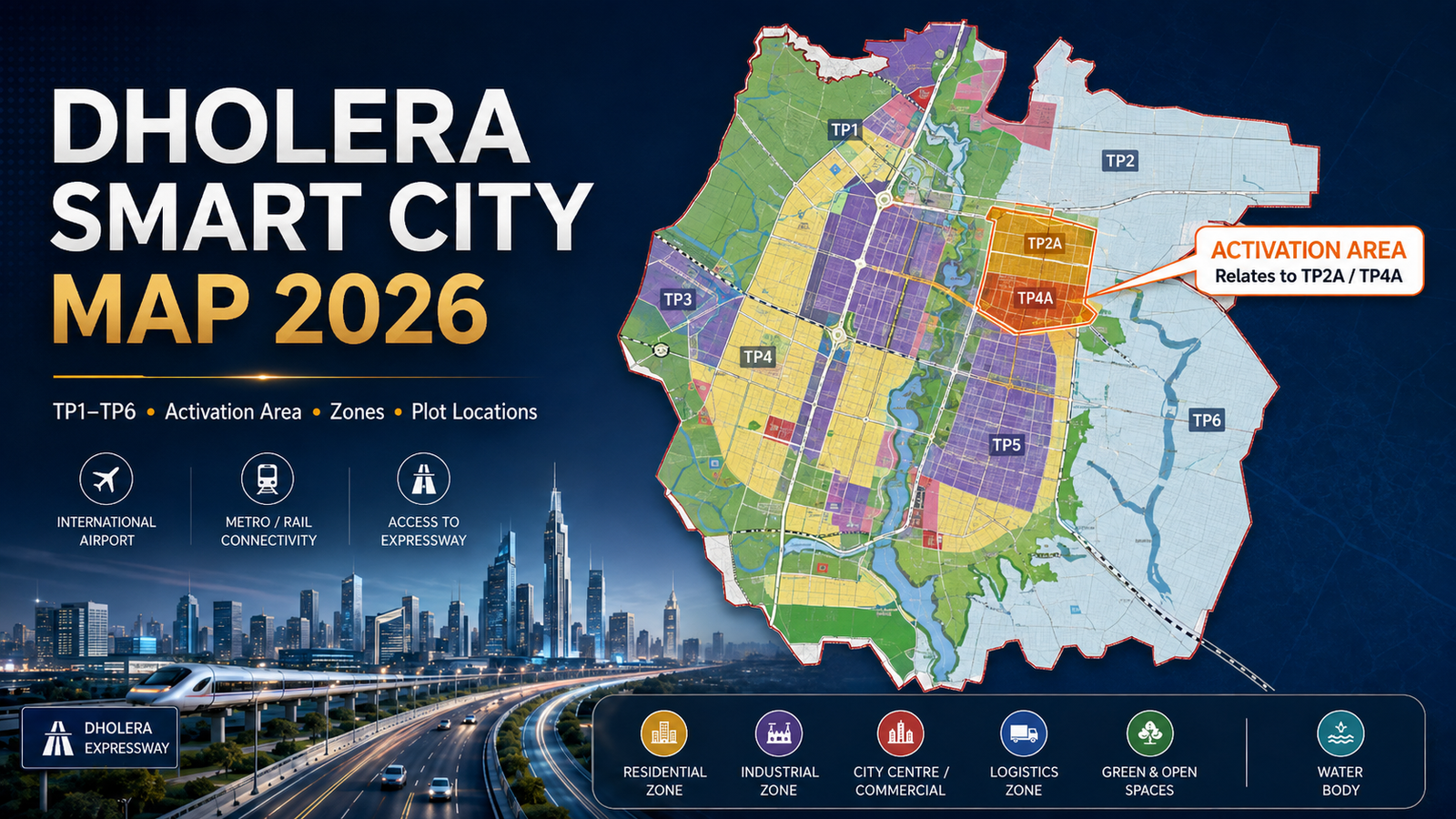 Dholera Smart City Map 2026: TP1–TP6, Activation Area, Zones & Plot Locations Explained
